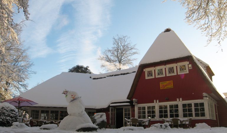 Theehuis Rhijnauwen in snow